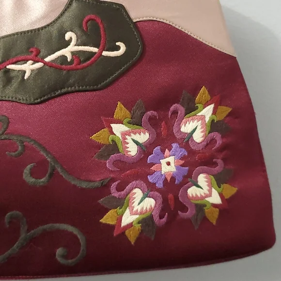 Vintage Dolce Vita 90's  Women's Satin Embroided Purse Handbag - Picture 4 of 8